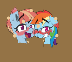 Size: 2080x1768 | Tagged: safe, artist:niggerdrawfag, rainbow dash, windy whistles, g4, blushing, drunk, drunker dash, female, mother and daughter, squeans