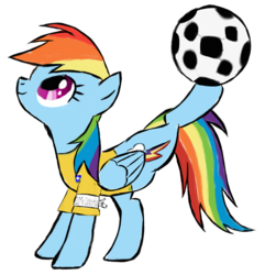Size: 1024x1061 | Tagged: safe, artist:uncreative, rainbow dash, pegasus, pony, g4, ball, brazil, clothes, female, football, football jersey, jersey, mare, simple background, solo, sports, transparent background, world cup, world cup 2018