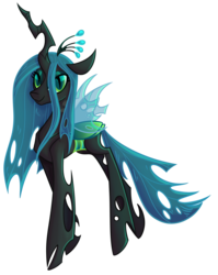 Size: 1650x2070 | Tagged: safe, artist:puddingskinmcgee, queen chrysalis, changeling, changeling queen, g4, crown, female, jewelry, looking at you, regalia, simple background, smiling, solo, standing, transparent background