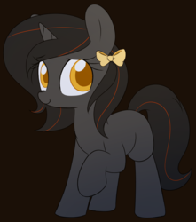 Size: 729x825 | Tagged: safe, artist:acersiii, oc, oc only, oc:luminous siren, pony, unicorn, bow, cute, female, filly, hair bow, looking at you, raised leg, simple background, solo