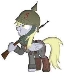 Size: 1024x1179 | Tagged: safe, artist:brony-works, derpy hooves, pony, g4, belt, boots, clothes, dirty, epaulettes, female, german, gun, military, military uniform, mud, pickelhaube, rifle, scarf, shoes, simple background, solo, transparent background, uniform, vector, weapon, world war i