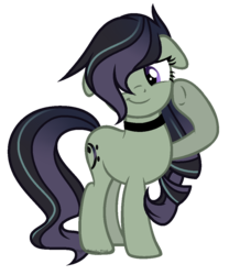 Size: 879x1057 | Tagged: safe, artist:nightmarye, oc, oc only, oc:delena symphony, earth pony, pony, female, floppy ears, magical lesbian spawn, mare, offspring, parent:coloratura, parent:octavia melody, parents:taviratura, simple background, solo, transparent background