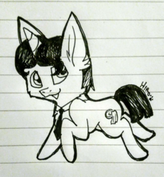 Size: 1080x1168 | Tagged: artist needed, safe, oc, oc only, oc:ragtime melody, pony, unicorn, galloping, lined paper, sketch, solo, traditional art