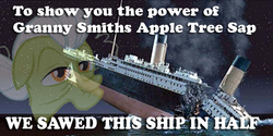 Size: 670x335 | Tagged: safe, artist:torpy-ponius, granny smith, g4, context is for the weak, flex tape, image macro, meme, phil swift, titanic