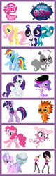 Size: 600x1868 | Tagged: safe, diamond tiara, fluttershy, pinkie pie, rainbow dash, rarity, silver spoon, twilight sparkle, bear, dog, earth pony, hedgehog, human, mongoose, monkey, panda, pegasus, pony, skunk, unicorn, g4, biskit twins, brittany biskit, chart, comparison, comparison chart, littlest pet shop, minka mark, penny ling, pepper clark, russell ferguson, sunil nevla, unicorn twilight, whittany biskit, zoe trent