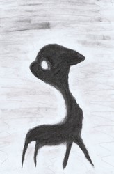 Size: 2109x3207 | Tagged: safe, artist:unhappy893, pony, shadow pony, charcoal (medium), high res, sad, solo, traditional art