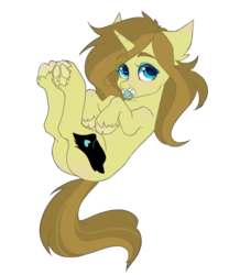 Size: 992x1191 | Tagged: safe, artist:realfablepony, oc, oc only, oc:niki, pony, unicorn, female, mare, pacifier, simple background, solo, transparent background, underhoof