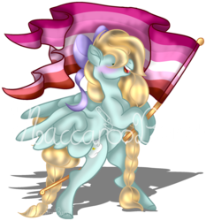 Size: 1822x1952 | Tagged: safe, artist:macaroonburst, oc, oc only, oc:sunshine dapple, pegasus, pony, base used, bow, female, hair bow, lesbian pride flag, mare, pride, pride flag, simple background, solo, transparent background