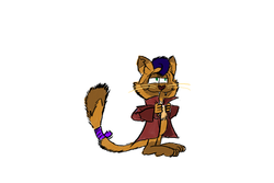 Size: 1800x1200 | Tagged: safe, artist:horsesplease, capper dapperpaws, abyssinian, g4, my little pony: the movie, bipedal, chest fluff, garfield, male, paint tool sai, smiling, solo, style emulation