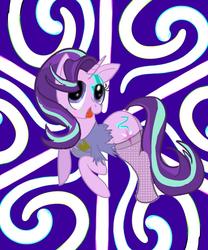 Size: 1000x1200 | Tagged: safe, artist:sixes&sevens, derpibooru exclusive, starlight glimmer, pony, unicorn, g4, abstract background, cute, face paint, female, fishnet stockings, glam rock, glimmerbetes, mare, open mouth, solo