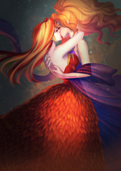 Size: 990x1400 | Tagged: safe, artist:bakki, adagio dazzle, sunset shimmer, human, g4, breasts, busty sunset shimmer, clothes, commission, dress, duo, eyes closed, female, humanized, kiss on the lips, kissing, lesbian, ship:sunsagio, shipping