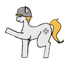 Size: 504x442 | Tagged: safe, artist:anonymous, earth pony, pony, /mlpol/, germany, helmet, iron cross, op is a duck, op is trying to start shit, salute, sieg heil, soldier, stahlhelm, wehrmacht