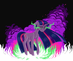 Size: 1080x917 | Tagged: safe, artist:jellybeanbullet, twilight sparkle, pony, unicorn, g4, black background, dark magic, female, glowing eyes, magic, mare, simple background, solo, sombra eyes, unicorn twilight