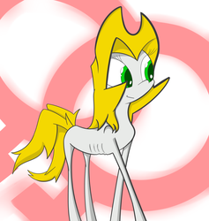 Size: 2328x2458 | Tagged: safe, artist:ask-a-colt-and-his-fox, oc, oc only, oc:les beyond, earth pony, pony, abstract background, anorexic, female symbol, high res, skinny, solo, thin