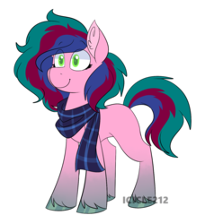 Size: 1238x1358 | Tagged: safe, artist:icicle212, oc, oc only, oc:mellow paint, earth pony, pony, clothes, ear fluff, female, mare, scarf, signature, simple background, solo, transparent background, unshorn fetlocks