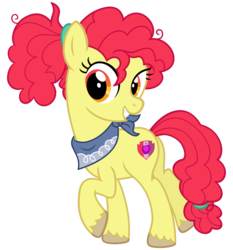 Size: 2800x3000 | Tagged: safe, alternate version, artist:cheezedoodle96, apple bloom, earth pony, pony, g4, .svg available, alternate hairstyle, female, filly, headcanon, high res, looking at you, neckerchief, older apple bloom, simple background, smiling, solo, svg, teenage apple bloom, teenager, transparent background, unshorn fetlocks, vector