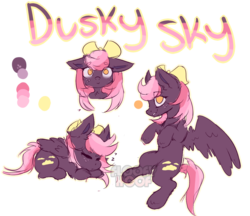 Size: 1193x1030 | Tagged: safe, artist:floofyhoof, oc, oc only, oc:dusky sky, pegasus, pony, female, mare, reference sheet, signature, simple background, solo, transparent background, watermark