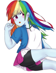 Size: 1400x1800 | Tagged: artist needed, safe, edit, rainbow dash, equestria girls, g4, blushing, cute, dashabetes, simple background, white background, younger