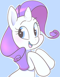 Size: 1329x1695 | Tagged: safe, artist:norithecat, rarity, pony, unicorn, g4, blushing, bust, cute, digital art, female, happy, looking at you, looking sideways, mare, open mouth, outline, portrait, raribetes, simple background, smiling, solo