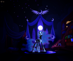 Size: 1024x853 | Tagged: safe, artist:diksi13katere, nightmare moon, alicorn, pony, g4, armor, dark, ethereal mane, female, indoors, mare, night, room, solo, standing, vector