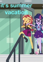 Size: 1005x1435 | Tagged: safe, artist:php77, editor:php77, sci-twi, sunset shimmer, twilight sparkle, equestria girls, g4, my little pony equestria girls: better together, screenshots