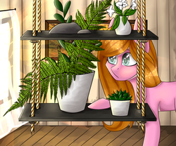Size: 1000x831 | Tagged: safe, artist:kimkits25, oc, oc only, oc:loving berry, pony, blind, female, mare, plant, plants, solo