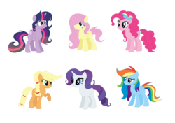 Size: 1672x1176 | Tagged: dead source, safe, artist:rainbows-skies, applejack, fluttershy, pinkie pie, rainbow dash, rarity, twilight sparkle, alicorn, pony, g4, alternate hairstyle, mane six, simple background, transparent background, twilight sparkle (alicorn)