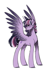 Size: 1109x1697 | Tagged: safe, artist:pandemiamichi, twilight sparkle, alicorn, pony, g4, female, glasses, simple background, solo, spread wings, twilight sparkle (alicorn), white background, wings