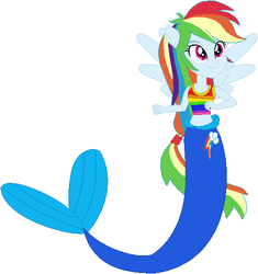 Size: 497x529 | Tagged: safe, artist:selenaede, artist:user15432, rainbow dash, mermaid, equestria girls, g4, base used, clothes, cutie mark on human, fins, hasbro, hasbro studios, mermaid tail, mermaidized, ponied up, solo, species swap, tail, winged humanization, wings