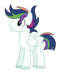 Size: 1376x1680 | Tagged: dead source, safe, artist:rainbows-skies, oc, oc only, oc:shooting star (bronyponyyy2340), pegasus, pony, magical lesbian spawn, male, offspring, parent:rainbow dash, parent:twilight sparkle, parents:twidash, simple background, solo, stallion, transparent background
