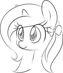 Size: 798x938 | Tagged: safe, artist:acersiii, oc, oc only, oc:luminous siren, pony, bow, female, filly, hair bow, monochrome, simple background, smiling, solo