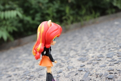 Size: 6000x4000 | Tagged: safe, artist:artofmagicpoland, sunset shimmer, equestria girls, g4, concrete, doll, equestria girls minis, irl, photo, plants, real life background, solo, tired, toy
