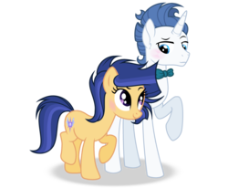 Size: 3769x3105 | Tagged: safe, artist:velveagicsentryyt, oc, oc only, oc:spectrum night, oc:velvet sentry, pony, unicorn, bowtie, female, high res, male, mare, oc x oc, offspring, offspring shipping, parent:fancypants, parent:flash sentry, parent:rarity, parent:twilight sparkle, parents:flashlight, parents:raripants, shipping, simple background, stallion, transparent background