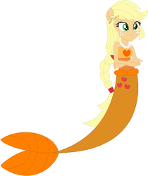 Size: 484x575 | Tagged: safe, artist:selenaede, artist:user15432, applejack, human, mermaid, starfish, equestria girls, g4, base used, clothes, cutie mark on human, fins, hasbro, hasbro studios, jewelry, mermaid tail, mermaidized, necklace, pearl necklace, ponied up, solo, species swap, tail