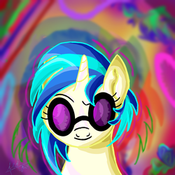 Size: 2500x2500 | Tagged: safe, artist:fedairkid, dj pon-3, vinyl scratch, pony, unicorn, g4, bust, color porn, colored, eyestrain warning, high res, portrait, solo