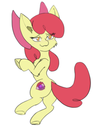 Size: 3024x4032 | Tagged: safe, artist:steelsoul, apple bloom, earth pony, pony, g4, :3, bedroom eyes, bloom butt, butt, cheek fluff, cute, ear fluff, female, filly, looking back, plot, simple background, solo, transparent background