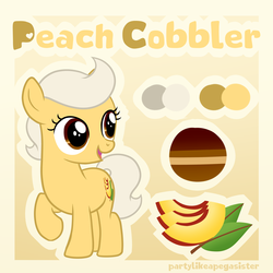 Size: 4000x4000 | Tagged: safe, artist:partypievt, oc, oc only, oc:peach cobbler, pony, female, filly, reference sheet, solo