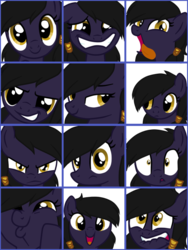 Size: 600x800 | Tagged: safe, artist:mailu, oc, oc only, oc:mir, pegasus, pony, angry, aside glance, dashface, emotes, emotional spectrum, female, grin, happy, liarjack, nervous, nervous smile, scared, shocked, skeptical, smiling, smirk, snerk, solo, squee, tongue out, uh oh, watching