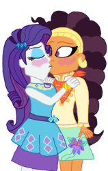 Size: 1500x2370 | Tagged: safe, artist:ktd1993, rarity, saffron masala, equestria girls, g4, my little pony equestria girls: better together, blushing, female, kissing, lesbian, raffron, shipping, simple background, transparent background