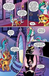 Size: 1073x1650 | Tagged: safe, idw, official comic, princess celestia, sunset shimmer, pony, g4, spoiler:comic, spoiler:comicannual2013, advertisement, idw advertisement, magic mirror, preview
