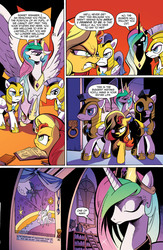 Size: 1073x1650 | Tagged: safe, artist:andypriceart, idw, nightmare moon, princess celestia, sunset shimmer, pony, g4, spoiler:comic, spoiler:comicannual2013, advertisement, book, idw advertisement, preview, royal guard