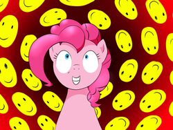 Size: 2000x1500 | Tagged: safe, artist:mkn, pinkie pie, earth pony, pony, g4, female, male, shrunken pupils, simpsons did it, smiley face, smiling, solo, the simpsons