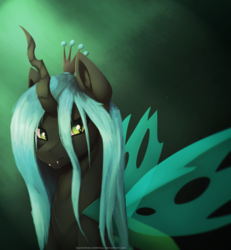 Size: 1024x1106 | Tagged: safe, artist:equestrian-downfall, queen chrysalis, changeling, changeling queen, g4, crown, female, jewelry, regalia, solo