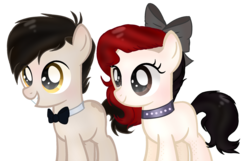 Size: 2352x1516 | Tagged: safe, artist:spectrumnightyt, oc, oc only, oc:helena, oc:mouadh, earth pony, pony, bow, bowtie, brother and sister, colt, duo, female, filly, hair bow, male, siblings, simple background, transparent background