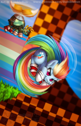 Size: 990x1530 | Tagged: safe, artist:bumblebun, part of a set, rainbow dash, tank, pegasus, pony, g4, ball, clothes, cosplay, costume, crossover, female, male, mare, miles "tails" prower, rolling, sega, shoes, sneakers, sonic the hedgehog, sonic the hedgehog (series), spin dash