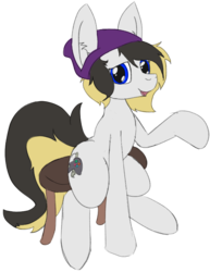 Size: 681x883 | Tagged: safe, artist:ashtoncantstop, oc, oc only, oc:rory gigabyte, pony, beanie, cute, hat, male, simple background, sitting, solo, transparent background