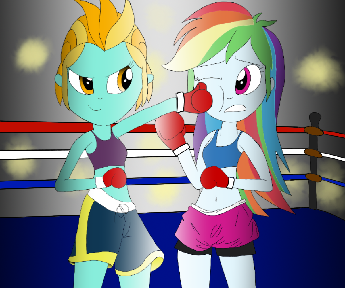 lightning dust, rainbow dash, <b>equestria</b> <b>girls</b>, g4, belly button, boxing, br...