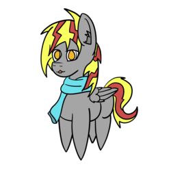 Size: 1319x1318 | Tagged: safe, artist:ashtoncantstop, oc, oc only, oc:blitz flame, pony, chibi, clothes, male, scarf, simple background, solo, transparent background
