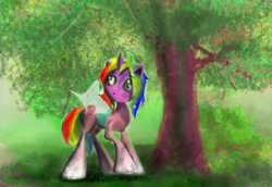 Size: 2000x1378 | Tagged: safe, artist:chopsticks, oc, oc only, changeling, pony, changeling oc, commission, male, solo, tree