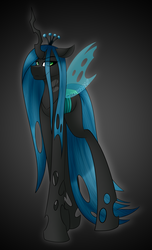 Size: 1818x3000 | Tagged: safe, artist:jessy2015, queen chrysalis, changeling, changeling queen, g4, crown, female, jewelry, long legs, looking at you, regalia, smiling, solo